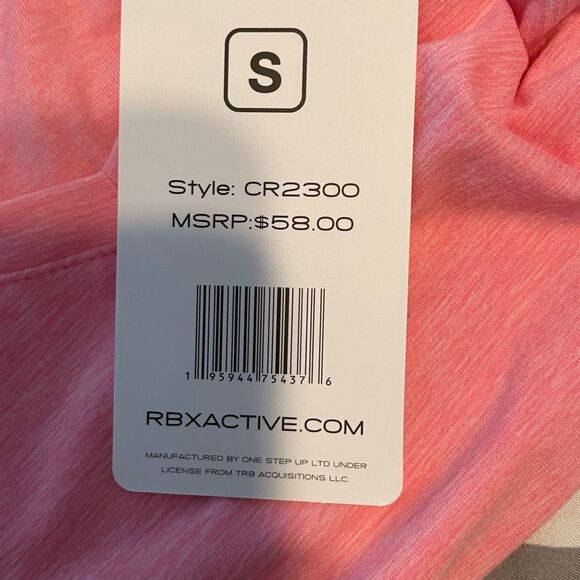 RBX Active Soft V-Neck Tee Pink Marled Flowy Knit Short‎ Sleeve Athletic S - Picture 6 of 8